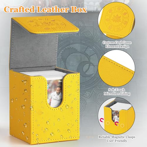Arkeiliy MTG Deck Box 110+ Storage Sleeved Cards for Magic Commander - color: Yellow