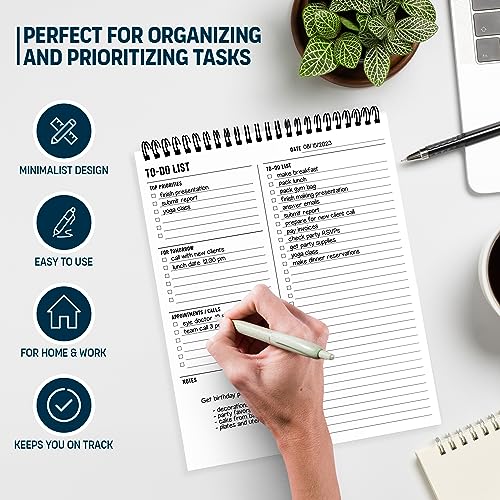 To Do List Notepad 8.5x11" - Large Size, 52 Sheets - Daily Planner Notebook - style: Daily To Do List