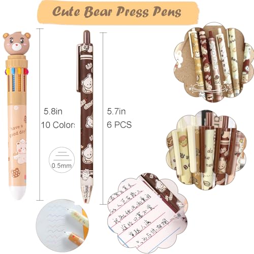 406Pcs Cute Bear Stationery Set, Kawaii Office Supplies Includes Fun Pencil Case Gel Ink Pens, Cartoon Sticky Notes Mini Notebooks Stickers Card Case As Bulk Party Gifts for Girls (Bear) - style: Bear