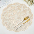 15'' Round Placemats Gold Rose Table Mats Set of 6 - color: Gold Rose