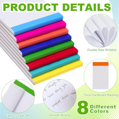 16 Pcs 3'' x 5'' Dot Grid Notepads Mini Dotted Graph Paper Pad, Perforated - color: White, style: Dotted