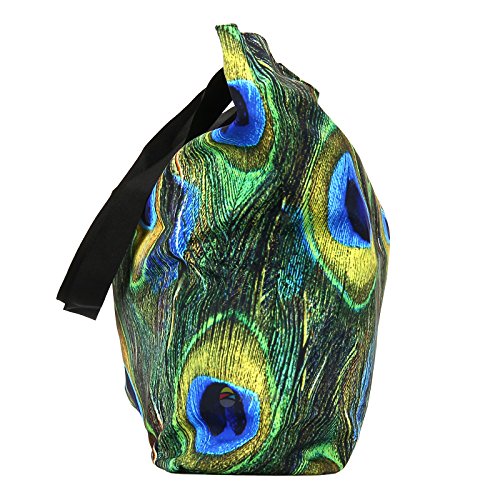 Beach Tote Bags Travel Shopping Bag With Zippered for Women - color: Peacock Feathers