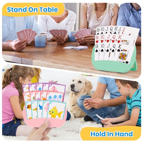 Card Holders for Playing Cards, 2 Pack Playing Card Holder (Green & Pink) - color: Green & Pink