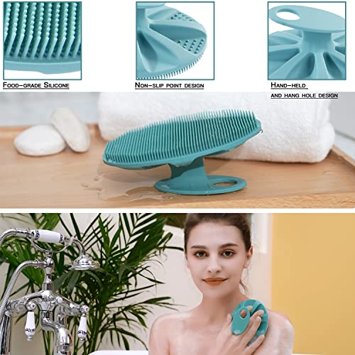 INNERNEED Silicone Body Cleansing Brush Exfoliating Scrubber, Dark Green - color: Dark Green