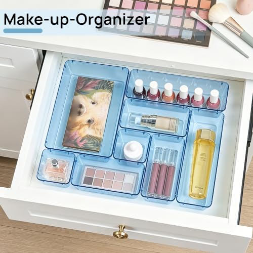 Vtopmart 25 Pack Plastic Drawer Organizers with Non-slip Rubber Pads - color: Transparent Blue