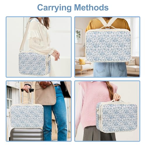 Relavel Makeup Case Large Makeup Bag Professional Train Case Travel Cosmetic Organizer Brush Holder Waterproof Makeup Artist Storage Box, 3 Layer Large Capacity, with Adjustable Strap, Floral Print - color: Floral Print, size: Large