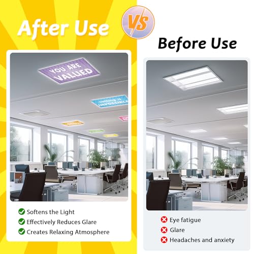 6 Pcs Fluorescent Light Covers with 60 Magnets Decorative for Classroom Ceiling Light 4 x 2 Feet Magnetic Lights Covers Filter Easy Install for Office Hospitals & Home Drop Ceiling Supplies (Positive) - color: Positive