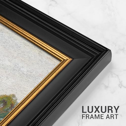 MUDECOR Premium Framed Wall Art Vibrant Spring Summer Flower Forest Nature Wilderness Illustrations Fine Art Decorative Landscape for Living Room, Bedroom, Office - 26"x36" Black - color: A07-2308-est19, size: 36"L x 26"W, style: Black Frame
