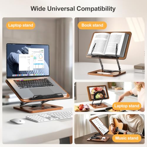OPTIXCELL Book Stand for Reading, 360° Rotating Book Holder, Page Clips - style: Book Stand