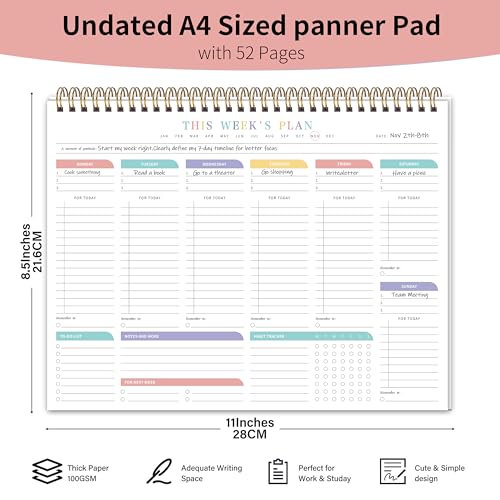 2PC Weekly To Do List Notepad with Habit Tracker, 8.5" x 11" - color: White-2PC