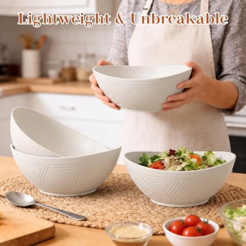 65 OZ Big Bowl Set - Unbreakable Salad Bowls Set of 4 (White) - color: White, size: 65 Oz