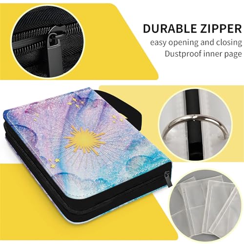 Card Binder 400 Pockets, 50 Sleeves Large Binder Trading Cards Holder 4 Pocket, Storage Organizer, Album Folder Case Protector Collector Gift Purple Star Moon - color: Purple Star Moon, size: 4 Pocket