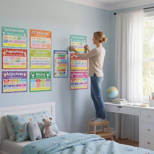 Yisong 10 Pcs Preschool Educational Sight Words Posters with 100 Glue Point