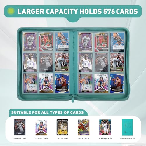Trading Card Binder 9 Pocket, 360 Pockets Card Collection Binder - color: Turquoise