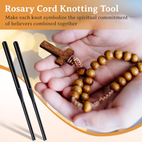 Dunkive 2 Pack Rosary Cord Knotting Tool, Dual Head,Black - color: Black