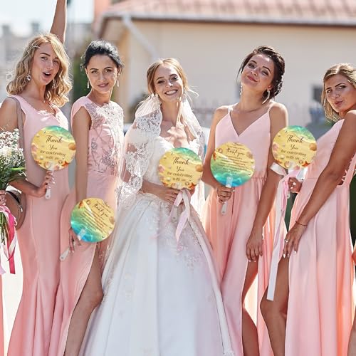 CroBlissful 100 Pcs Wedding Hand Fans for Guests Bulk, Handheld, Sunflower - style: Beach