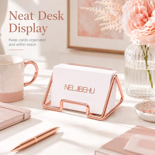 Business Card Holder for Desk, Rose Gold Card Display Stand - color: rose gold