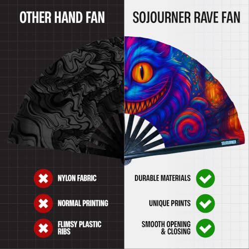 SoJourner Folding Rave Fan, Cheshire Cat - color: Cheshire Cat