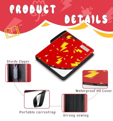 Trading Card Binder 9 Pocket,Card Binder 900 Pockets,Card Book Holder Cards with 50 Removable Sleeves,3-Ring Zip Design MTG/TCG/Sport Collectible Trading Card Albums Gifts for Boys and Girls (Red) - color: Red, size: Large