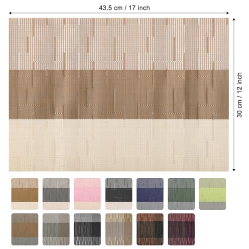 Placemats Set of 6, Vinyl Woven Heat-Resistant Place Mats - color: Beige Light Brown, size: Set of 6