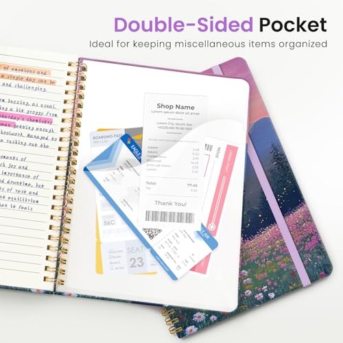 ZOTIA Lined Spiral Journal for Women, A5 Pretty Hardcover Notebook for Work, School & Office Writing, Aesthetic Writing Journal College Ruled, 140 Pages, 5.8" x 8.3", Twilight Bloom - color: A-Twilight Bloom