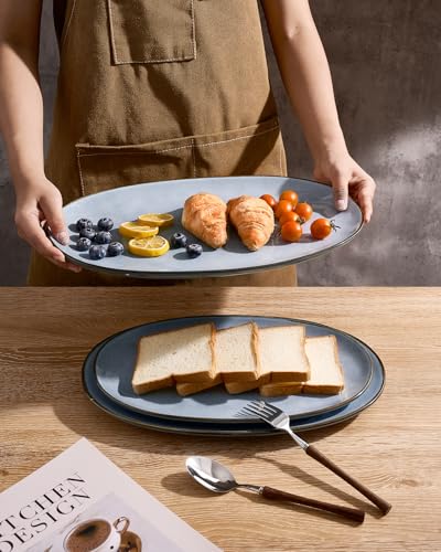 famiware Serving Platters Set of 3 Sizes - Oval, Blue - color: Blue