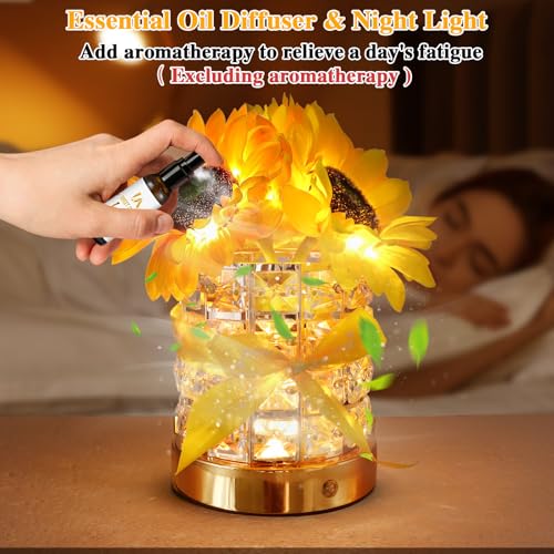 Sunflowers Flower Lamp Birthday Gifts for Women Mothers Day Gifts - style: Round