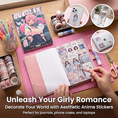 Tmtains 800+Pcs Japanese Sticker Book for Scrapbook Junk Journal (Girl) - color: Ac-pink