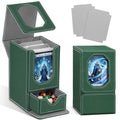 Card Deck Box for MTG Commander, Fits 100+ Double-Sleeved Cards Card Case - color: Dark Green and Dark Gray