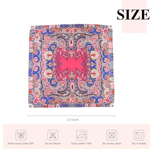 35 Inches Silk Head Scarf-Satin Hair Scarves Silk Bandana Scarf Headscarf for Women's Fashion Scarves - color: Cashews With Buddha-pink