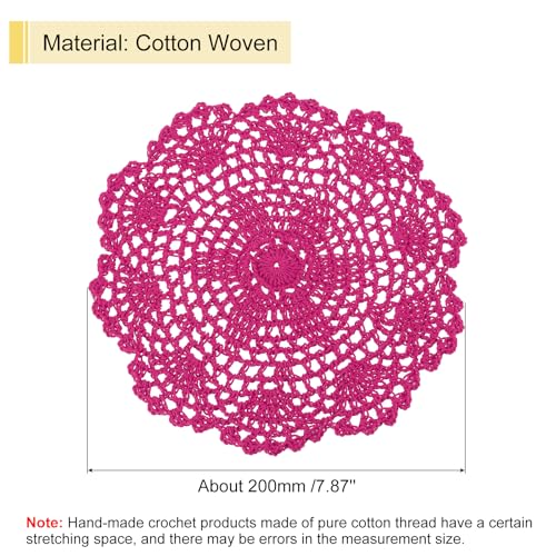 uxcell Lace Doilies, 4pcs 8" - Cotton Woven Round Crochet Coaster, Floral Design Fabric Handmade Placemat for Drink Wedding Party Decoration (Rose Red) - color: Rose Red