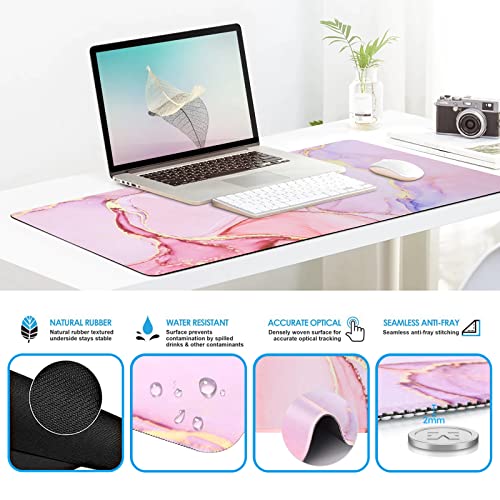 iCasso Glitter Marble Computer Mat 35.4"x15.7", Table Mat for Gaming - color: Glitter Marble