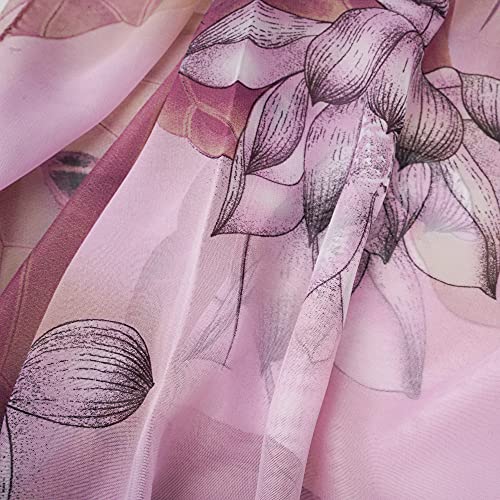 YOUR SMILE Ladies/Women's Lightweight Floral Print/Solid Color mixture Shawl Scarf For Spring Summer season - color: Purple Lotus