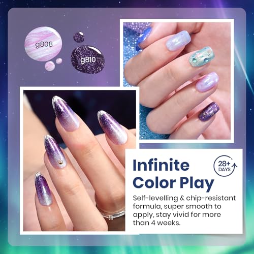 Beetles Glitter Gel Nail Polish Set, Kaleido Galaxy 6 Colors Chameleon - color: A-Mixed Finishes | Kaleido Galaxy