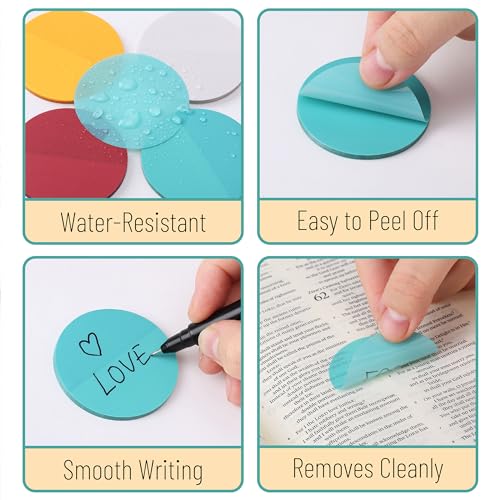 Mr. Pen- Round Transparent Sticky Notes, 1.8”, 8 Pads with 2 Fineliners - color: Candy, size: 400 Sheets