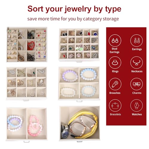 BOOVO Large Jewelry Box for Women 6 Layer - color: White, size: 6 Layer