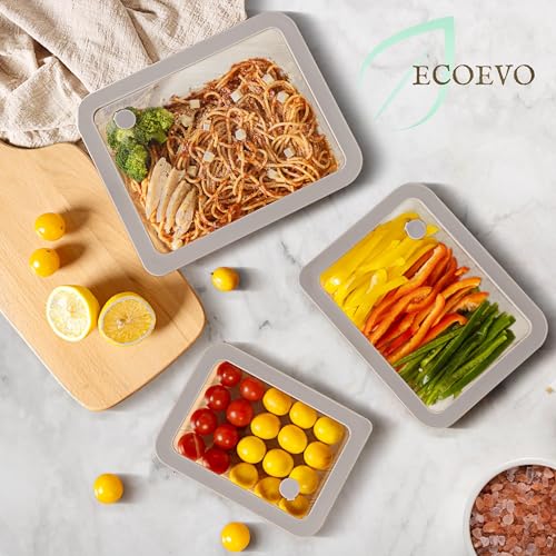 Glass Food Containers with Glass Lid, Microwave Safe Food Storage Container Set, 3 Pack of Large Size, Food Storage Containers with Lids, Meal Prep containers with Leak Proof Lid. - color: Grey-3R