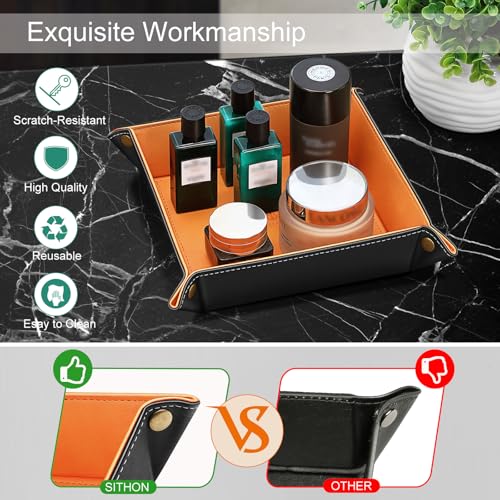 SITHON Valet Tray Desktop Storage Organizer Nightstand Caddy Holder - color: Orange