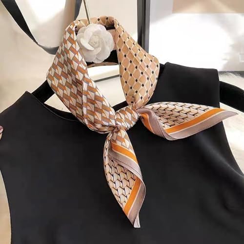 100% Mulberry Silk Neck Scarf for Women Square Neckerchief – 21 inch - color: Dark Orange