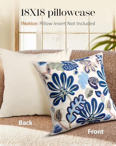 Embroidered Throw Pillow Cover, 18x18 Inch, Abstract - color: Abstract, size: 18" x 18" (Pack of 1)