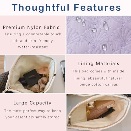 RSRSLEII Quilted Cotton Seashell Makeup bag, Travel Toiletry Bag, Purple - color: 09 Purple