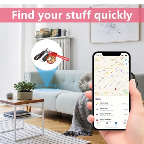 BORKUANA PU Leather Keychain Holder Protective Case Compatible with AirTag - color: Fish Red A