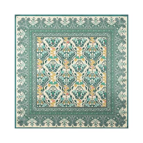 100% Mulberry Silk Scarf - 21" Square Lightweight Neckerchief, Gift Packed - color: Green-totem