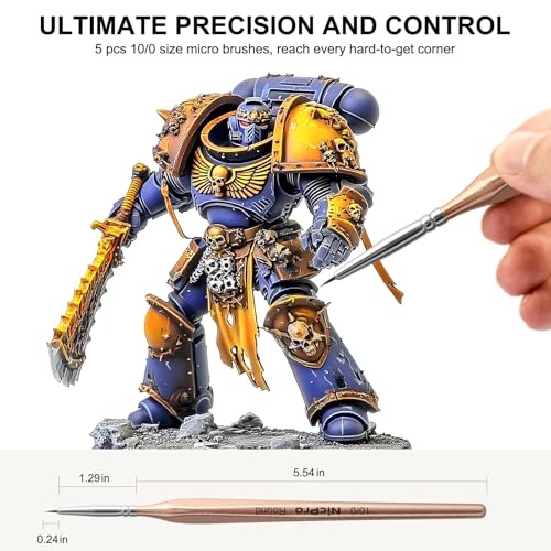 Nicpro Detail Paint Brushes 5 PCS Aesthetic Extreme Fine Tip 10/0 Brush Set - color: Rose Gold, size: 10/0