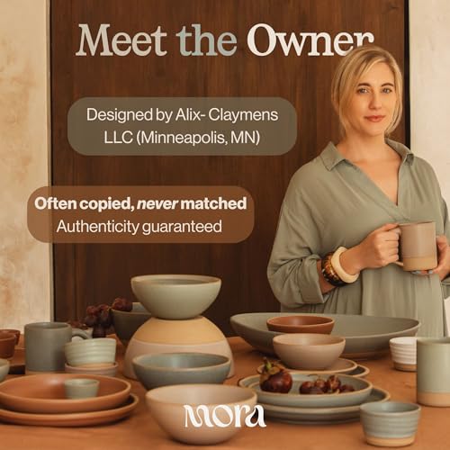 MORA Medium Mugs Set of 4, 16oz Ceramic Pottery Latte Mugs/Coffee Cups - Microwave and Dishwasher Safe - Thyme - color: Thyme