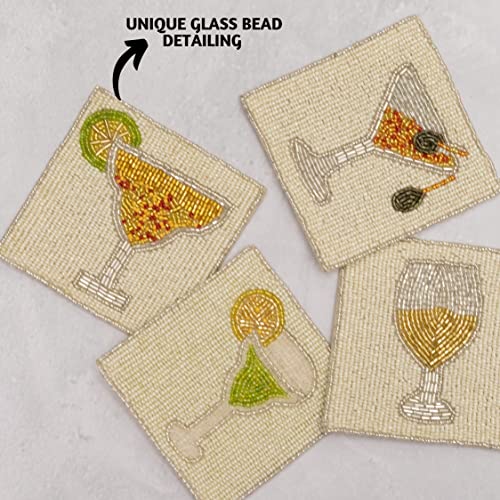 Folkulture Coasters Set of 4 for Drink, Coffee Bar Accessories, Table Décor - color: Cocktail