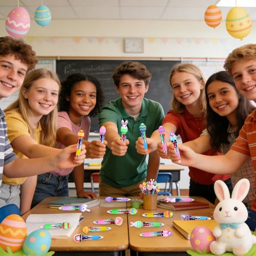 24PCS Easter Fun Pens Bunny Easter Egg Multicolor Pens for Basket Stuffers - style: Easter Eggs-24pcs