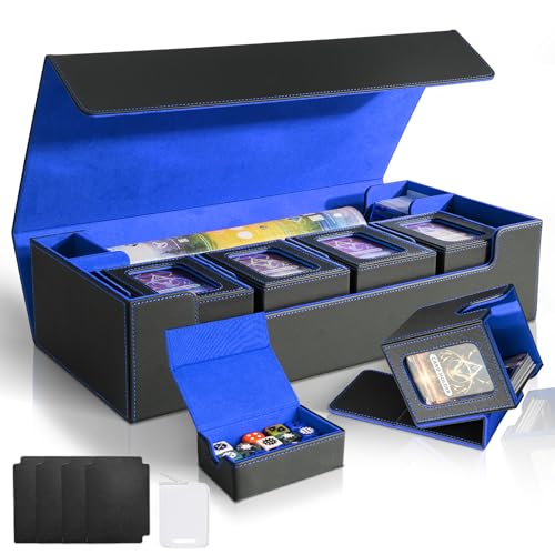 Card Deck Box for MTG Commander, Large 6 in 1 Card Display Deck Case - color: Black & Blue, size: 6 Boxes Set