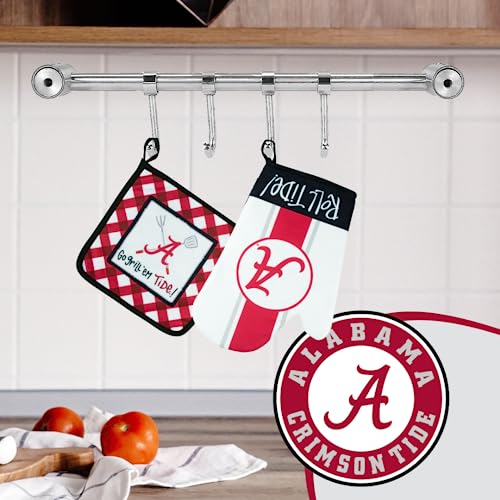 University of Alabama Crimson Tide Hot Mitt and Pot Holder Set by Magnolia Lane-Oven Glove and Oven Mitt for Cooking, BBQ-Ideal Gift for Students,Alumni and Everyday Fan-Show Your SEC NCAA Team Spirit