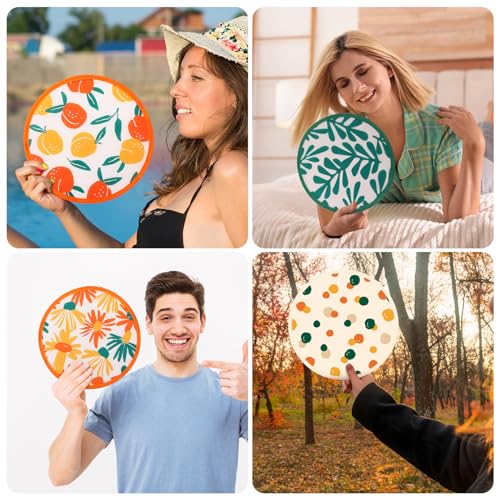 Gejoy 24 Pcs Vibrant Style Foldable Hand Fans Flying Disc 8 Style - color: Vibrant Style